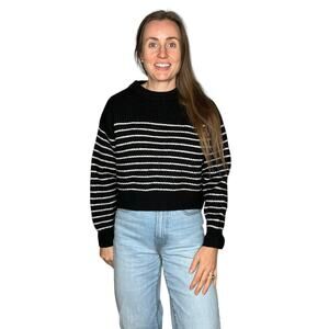 WILFRED Maria Black White Striped Merino Wool Sweater Women's Size Small Edgy